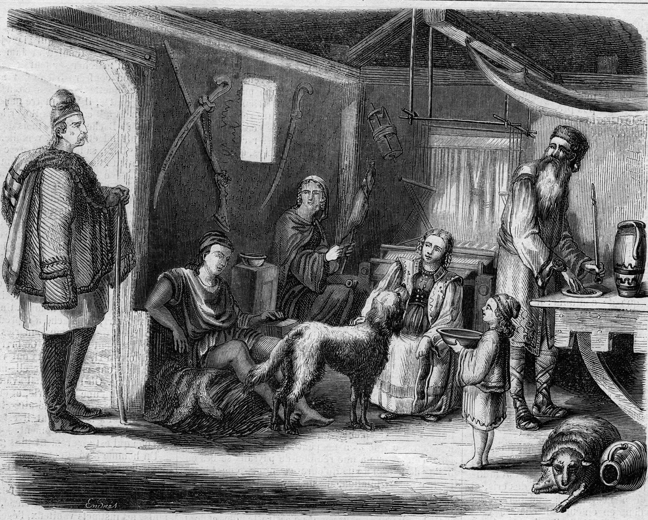 Interior of a Serbian peasant house in the vicinity of Belgrade in 1859 by Unknown artist