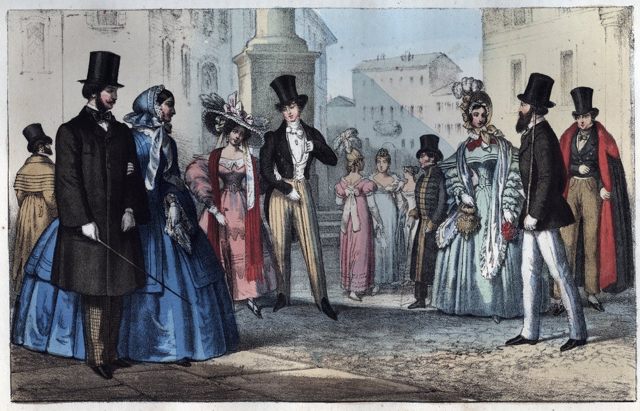 Italian Fashion in the 19th Century - Engraving from 