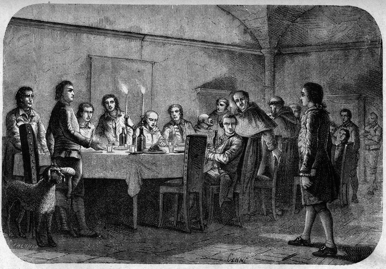 James Boswell received during a meeting at a meal given by Pascal Paoli. In “Pasquale Paoli ossia la rotta di Pontenuovo” by F.D. Guerrazzi. 1872 by Unknown artist