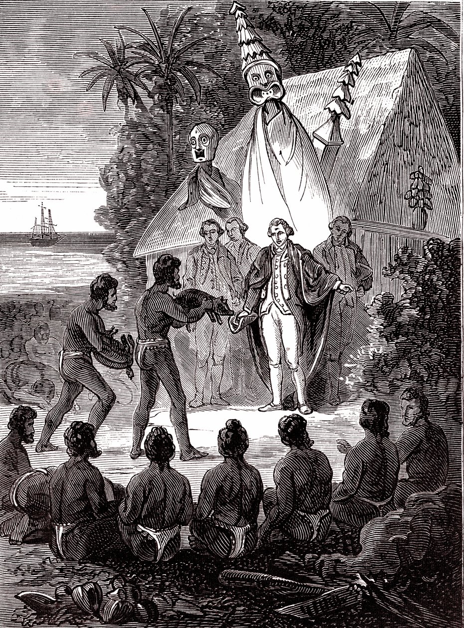James Cook with the Island Sandwich Natives by Unknown artist
