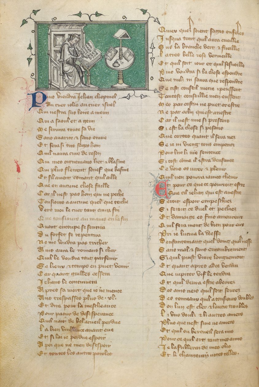 Jean de Meun writing the opening words of his poem, in the Roman de la Rose by Unknown artist
