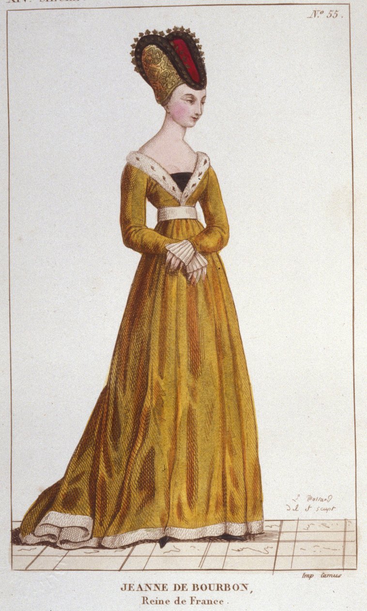 Jeanne de Bourbon. Queen of France from 1364 to 1378. Engraving from 1830 by Unknown artist