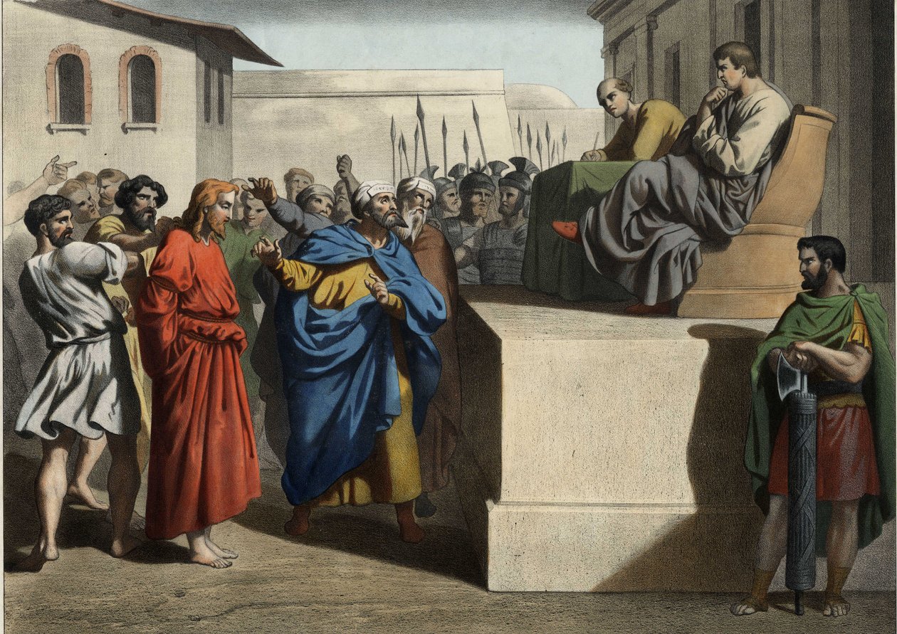 Jesus Christ before Pontius Pilate (Anonymous engraving from the middle ...