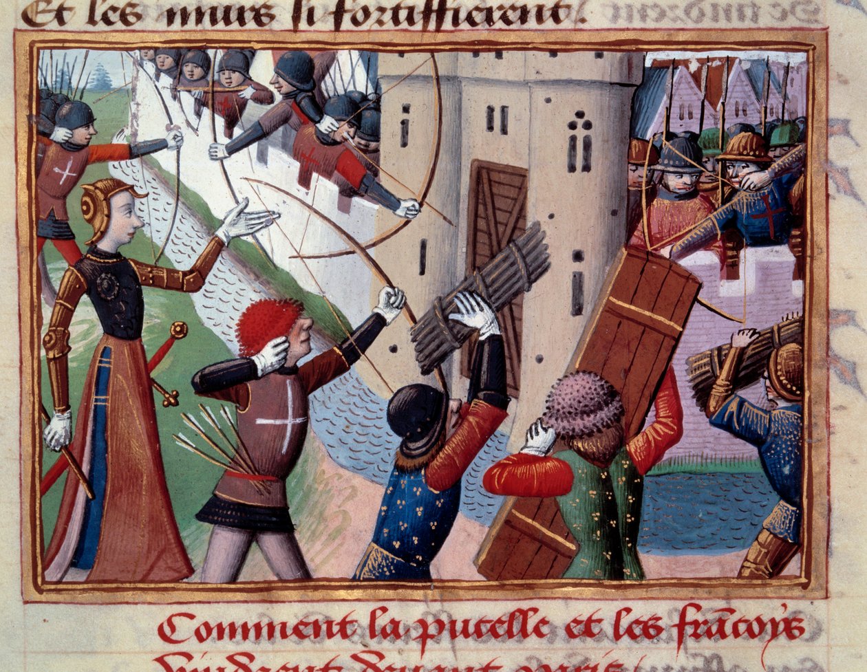 Joan of Arc at the siege of Paris led the assault to the Saint-Honore gate on September 8 by Unknown artist