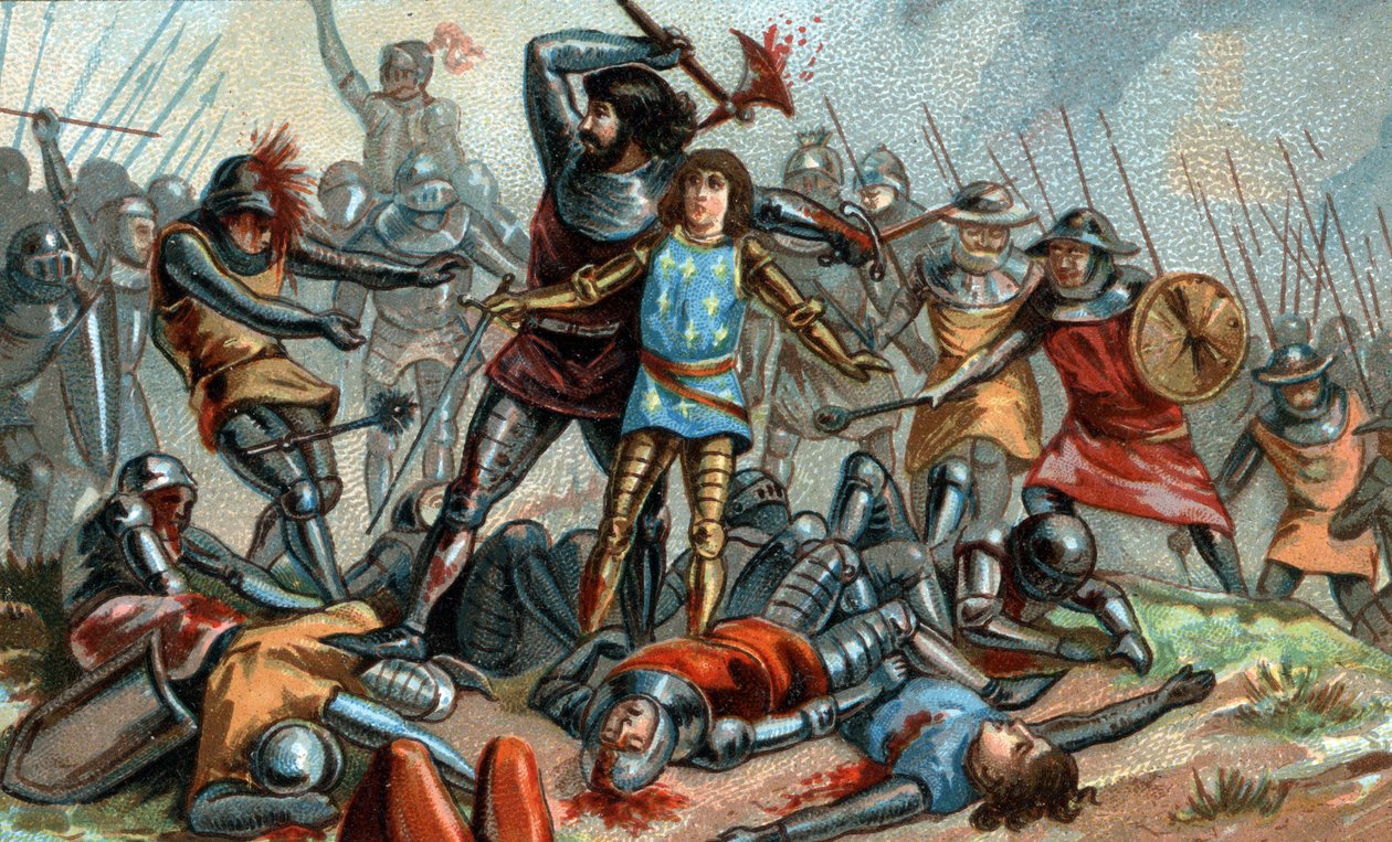 John II the Good and his son Philip the Hardy at the Battle of Poitiers in 1356 by Unknown artist