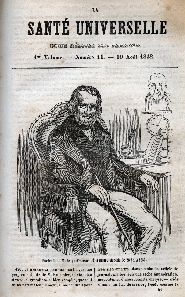 Joseph Claude Anthelme Recamier (1774-1852), French surgeon - engraving in 