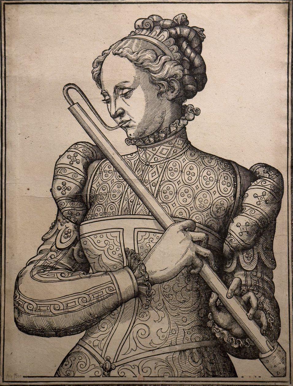 Player of Douçaine, circa 1560 (Wood engraving) by Unknown artist