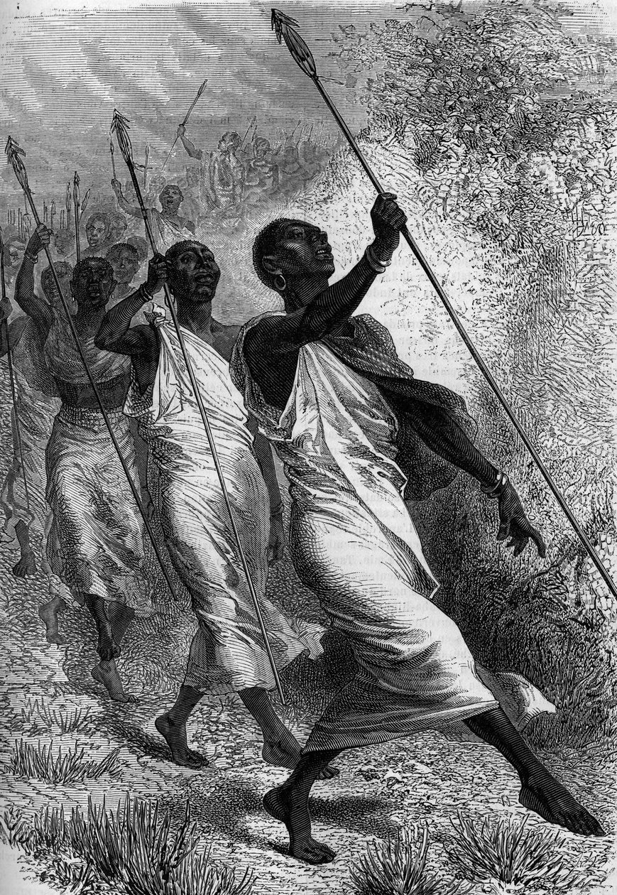 Kabba Righe, King of Ounyoro, and his sequel. Engraving in 