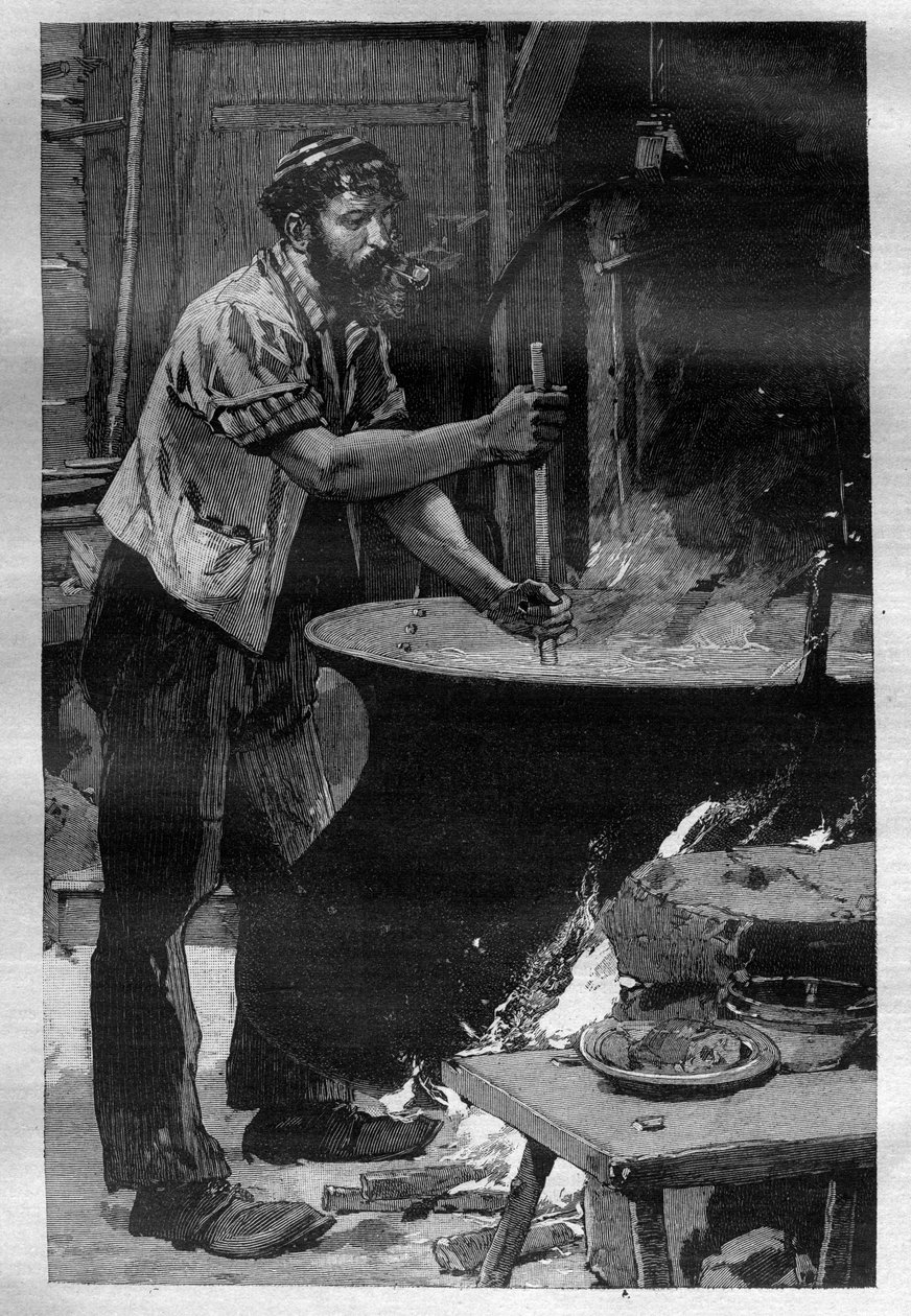 The Making of Gruyere Cheese (Engraving in La Science francaise) by Unknown artist