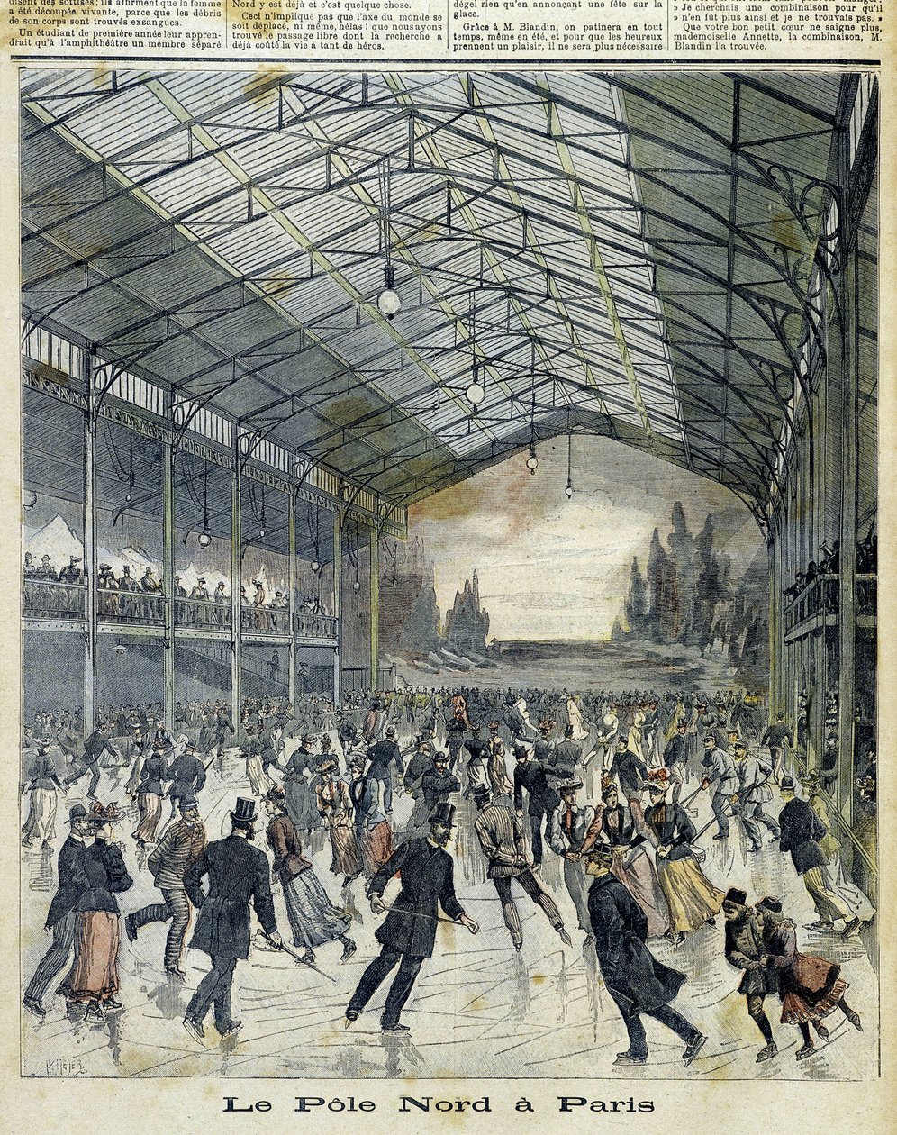 Le Pole Nord in Paris: Parisians skating - in Le Petite Journal, Nov. 1892 by Unknown artist