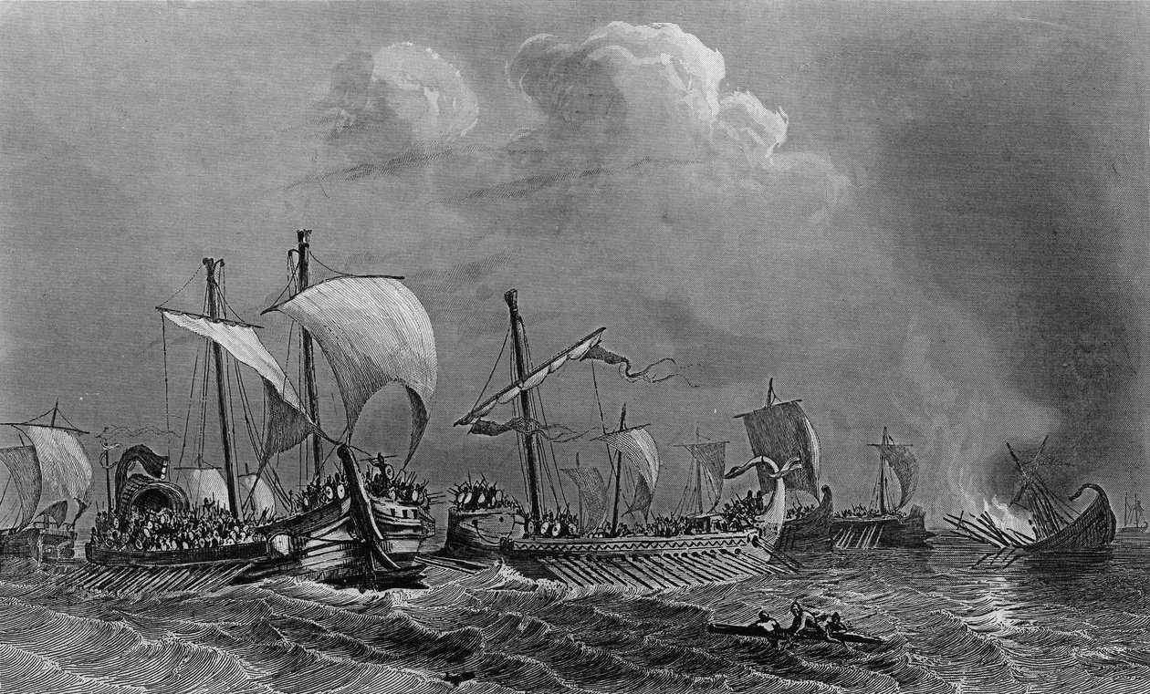 Le combat des Salamines et la defeat de Xercès, 5th century. in 