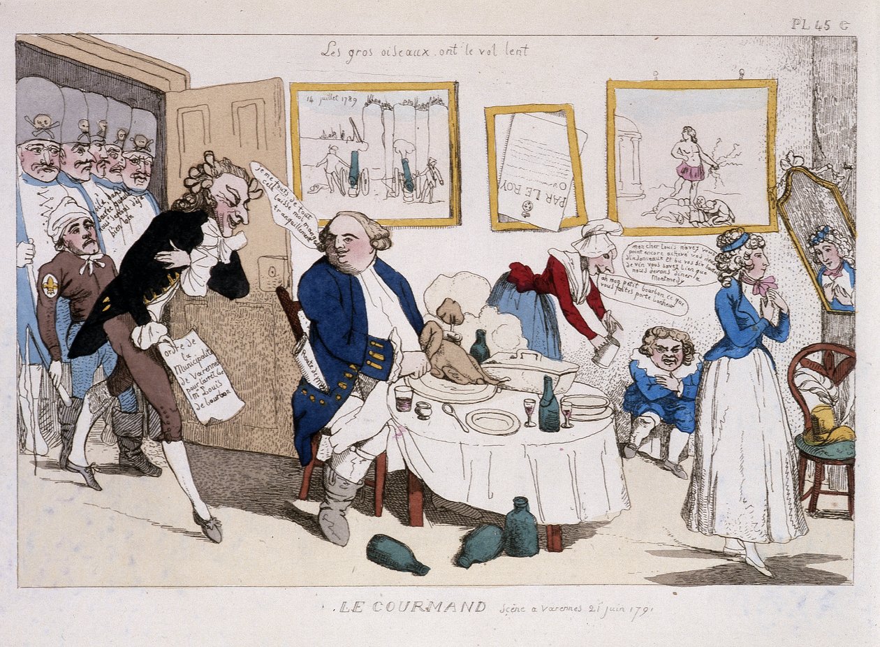 The Gourmand (meal of Louis XVI and Marie Antoinette during the flight to Varennes) - in Musée de la Caricature by Unknown artist