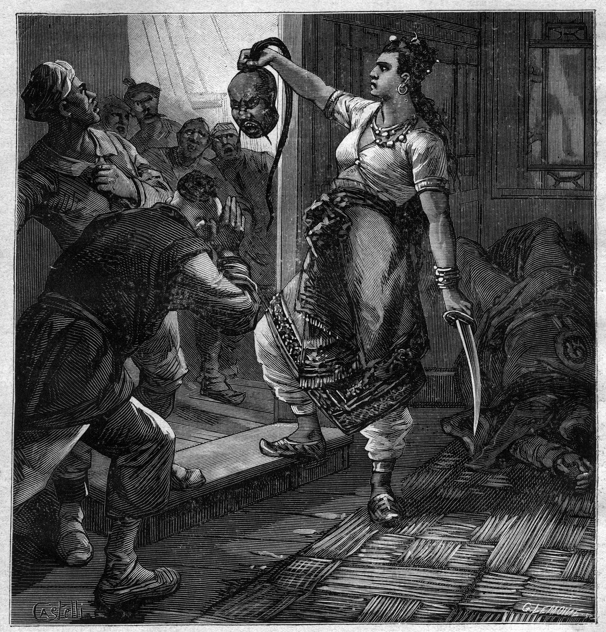 The Pirate of Tonkin - illustration for the novel by Pierre Mael (Charles Causse and Charles Vincent) - engraving in 