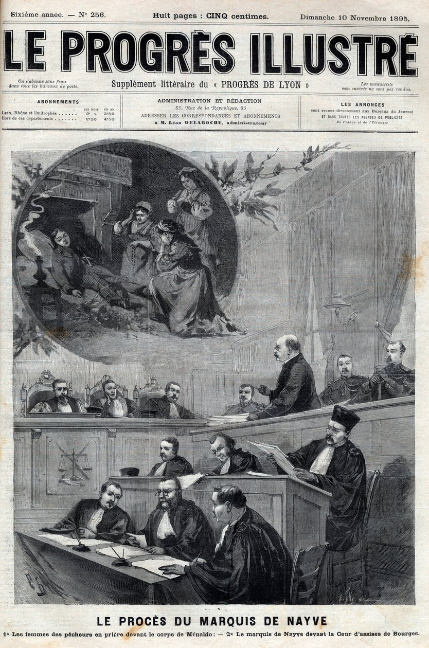 The Trial of the Marquis de Nayve at the Assizes of Bourges in 1895 - Engraving in 