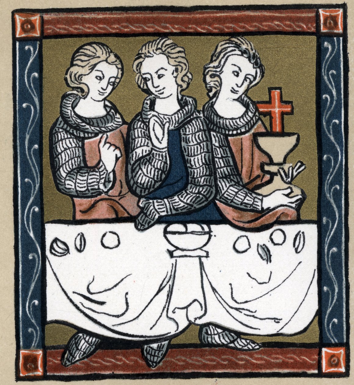 Arthurian Legend: Galahad, Perceval and Bohort with the Holy Grail. In 