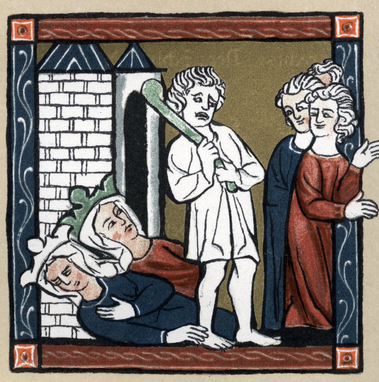 Arthurian Legend: Lancelot of the Lake rescues Queen Guinevere and her friend from the castle. In 