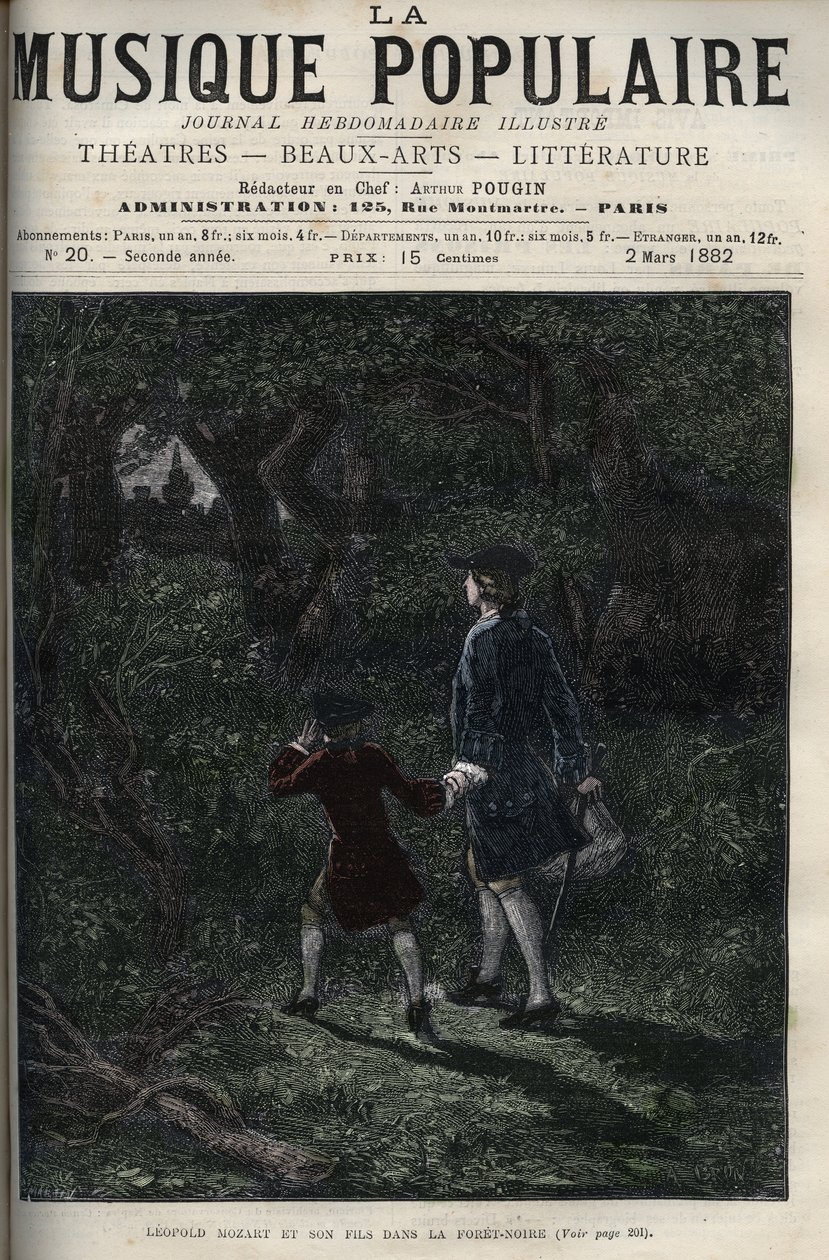 Leopold Mozart and His Son Wolfgang Amadeus in the Black Forest - Engraving in 