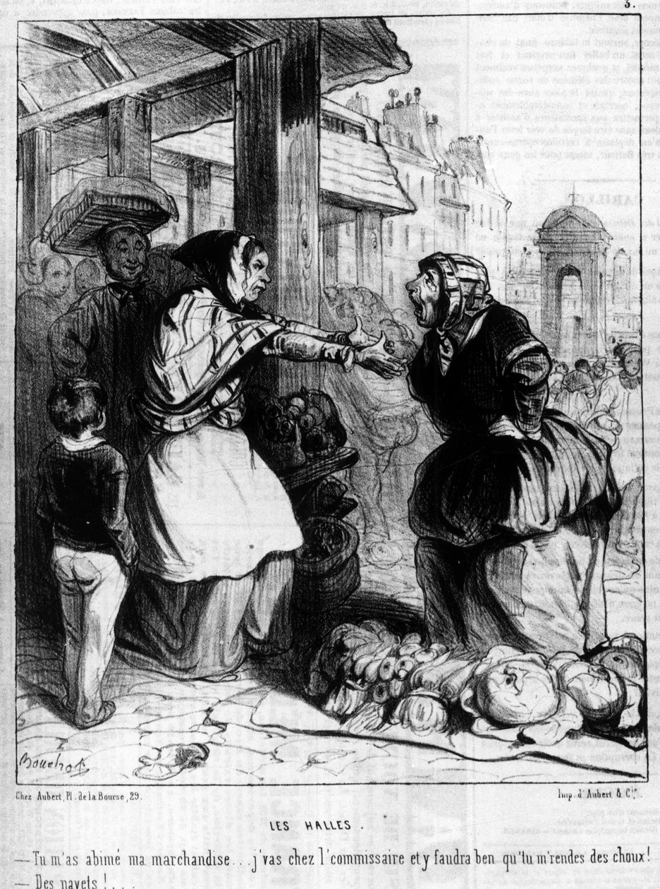 Les Halles - Marchandes quarrelling at the Halles de Paris, -in 