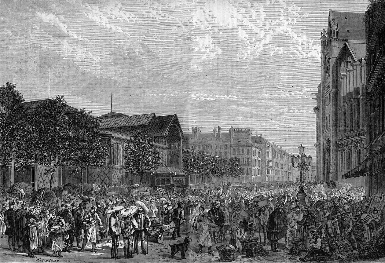 Les Halles central in Paris in 1878. by Unknown artist