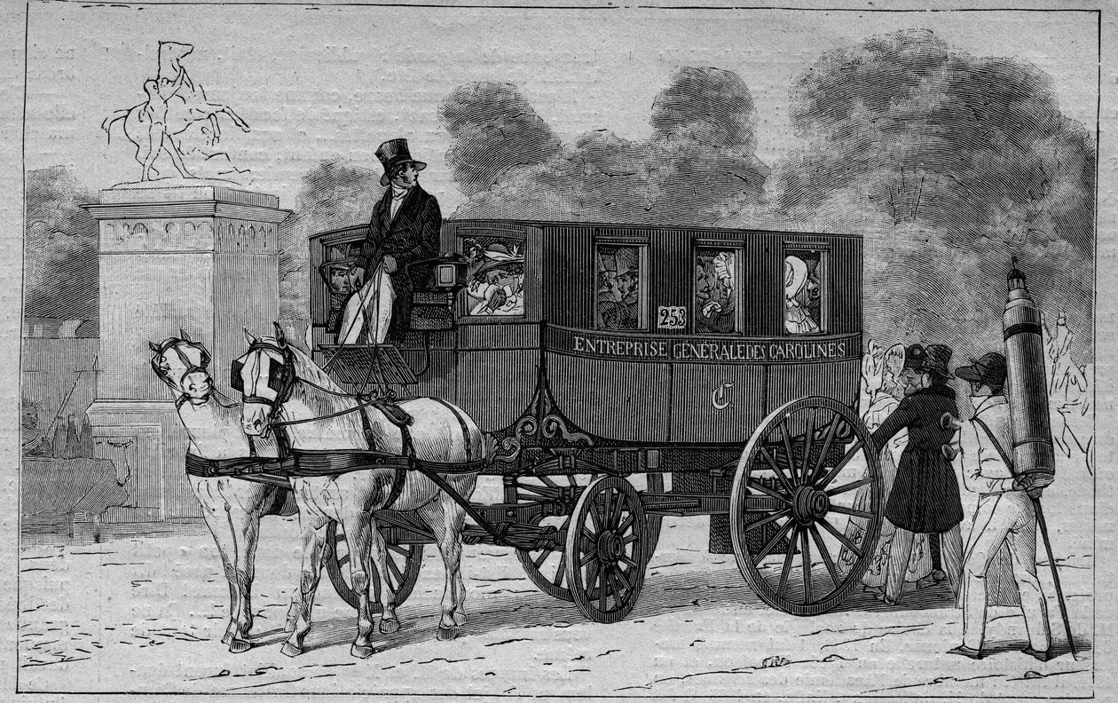Les Omnibus de Paris in the 19th Century: Caroline - Engraving from 1892 by Unknown artist