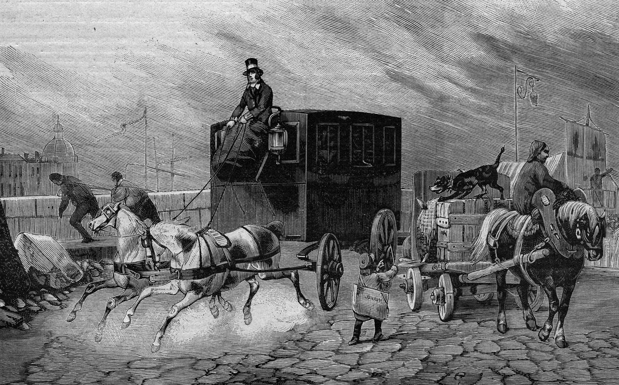 Les Omnibus de Paris in the 19th Century: La Bearnaise - Engraving from 1892 by Unknown artist