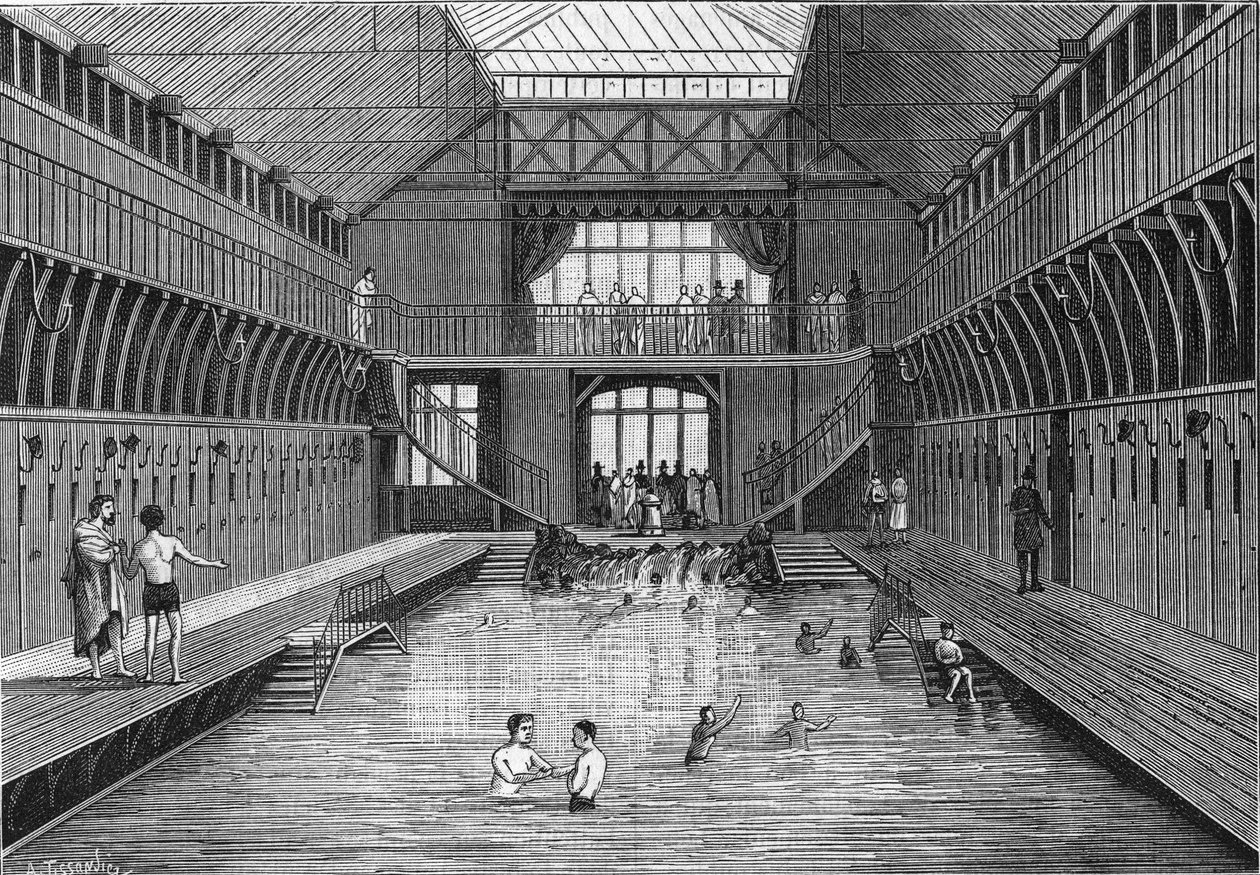 Les Bains Publics à Bon Marche de la Rue Chateau-Landon in Paris in 1884. in 