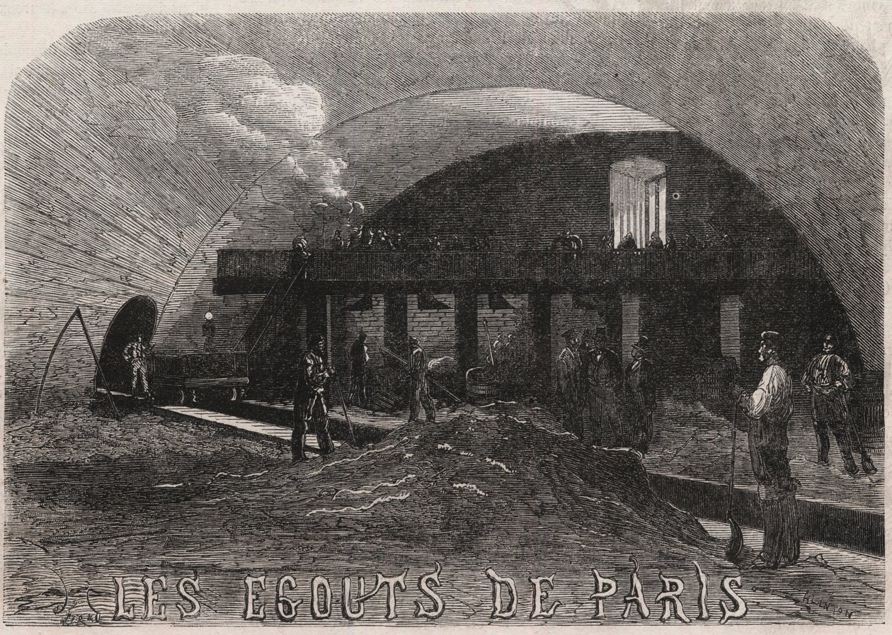 The Sewers of Paris: The Great Chamber and the Forge Workshops at Notre Dame - Engraving in 