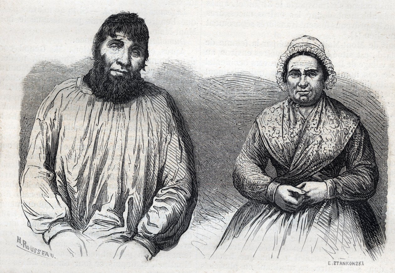 Les epoux Dumollard (Martin Dumollard (1810-1862) and his wife accomplice Marie Anne Martinet (1814-1875) Engraving of the 19th century by Unknown artist