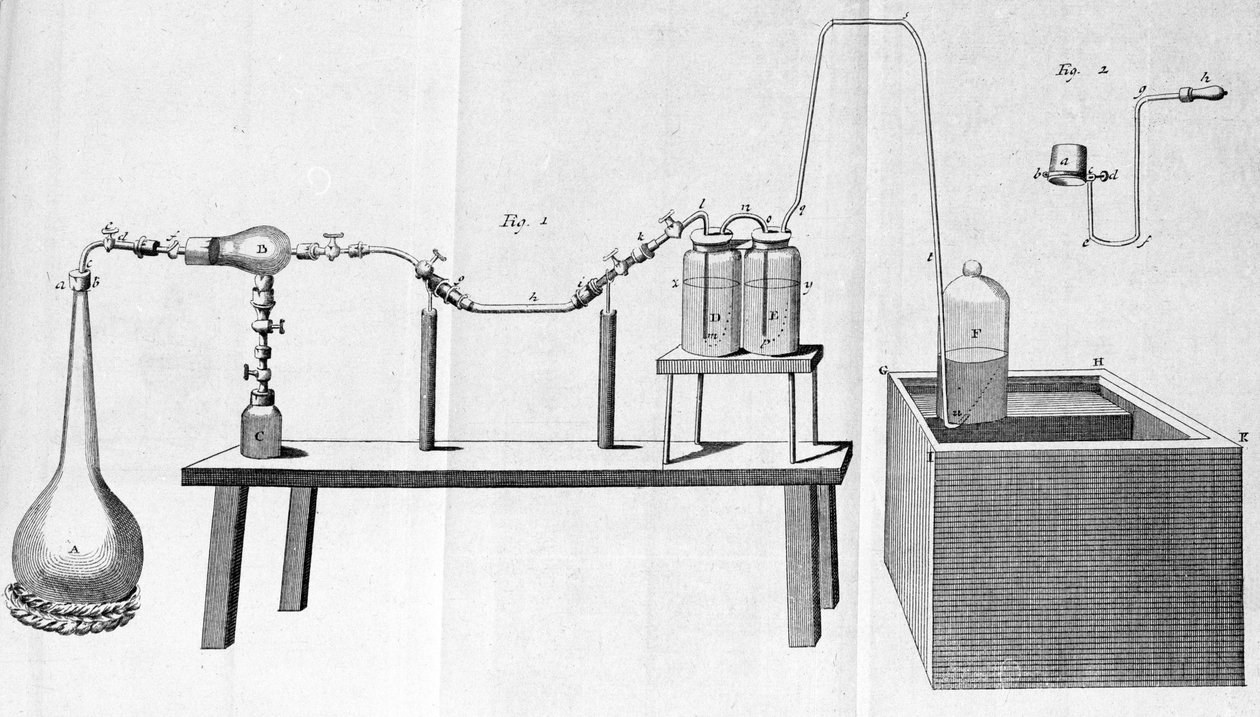 Experiments of Lavoisier - in Opuscules physique et chimiques by Lavoisier by Unknown artist