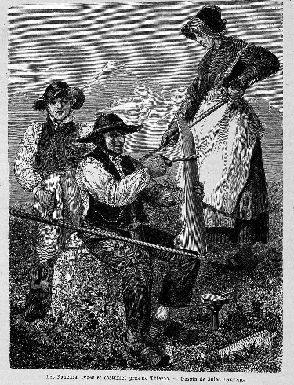 Les faneurs, types et costumes près Thiézac, en Auvergne - in Le tour du monde by Unknown artist