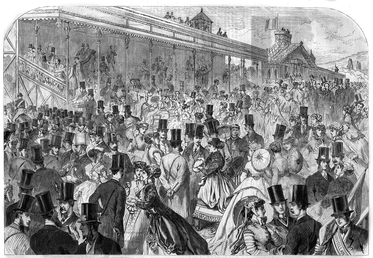 Longchamp Racecourse: the stands of the Bois de Boulogne races on Monday, April 22. Engraving in 