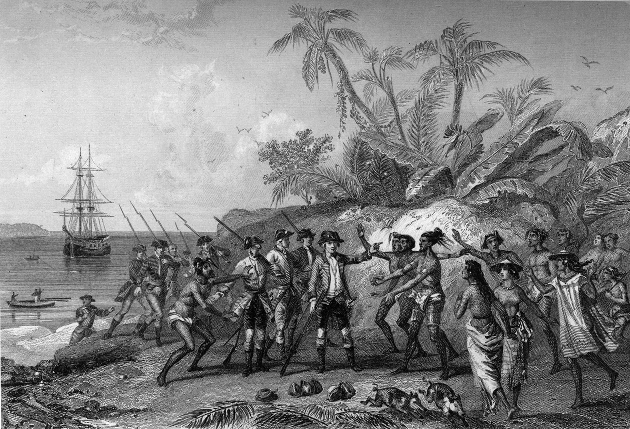 Louis Antoine Comte de Bougainville, French navigator (1729-1811), approaching the islands of the Marquises in Tahiti, April 6 by Unknown artist
