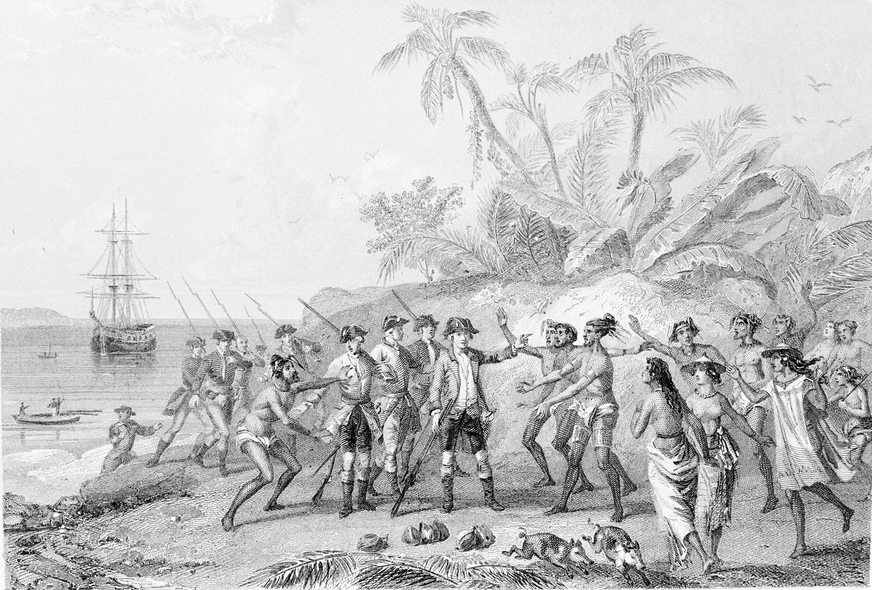 Louis Antoine, Count of Bougainville arriving in Tahiti by Unknown artist