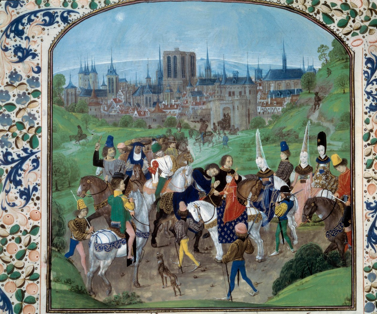 Louis II of Anjou and Yolande of Aragon greet Charles VII by Unknown artist