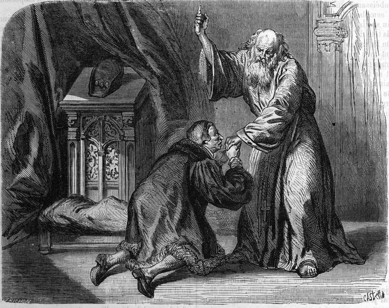 Louis XI appealed to Saint John of Paule to treat him by Unknown artist
