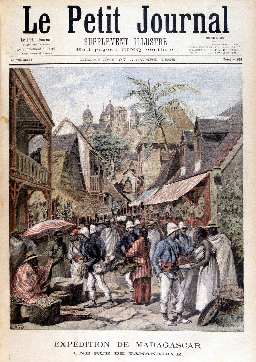 Madagascar Expedition: a street in Tananarive - in Le Petite Journal of 27/11/1895 by Unknown artist
