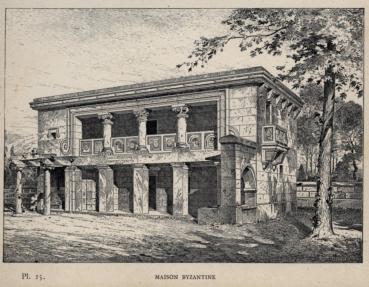 Byzantine House - engraving of 1889 in 