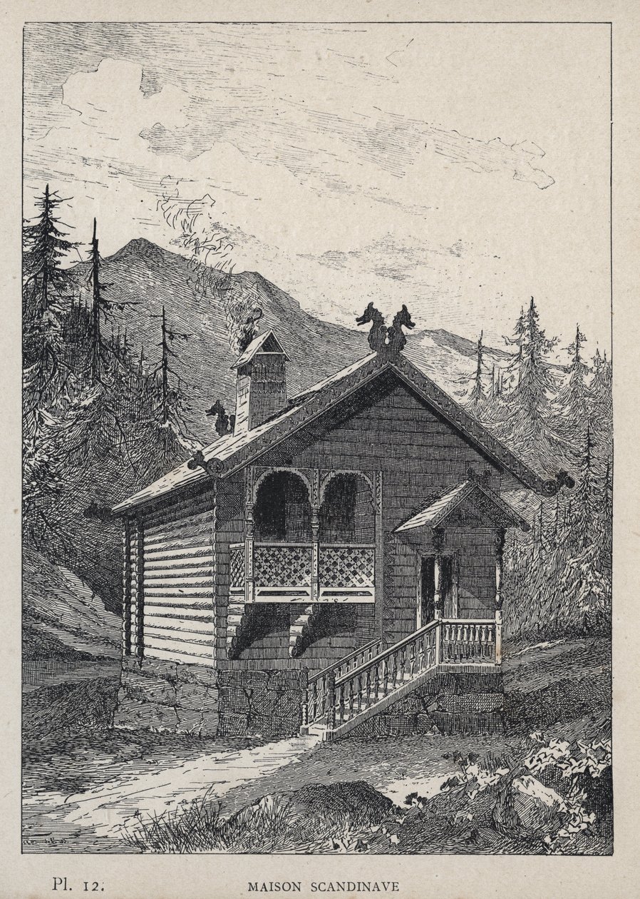 Maison Scandinavian (Scandinavian House) - engraving of 1889 in 