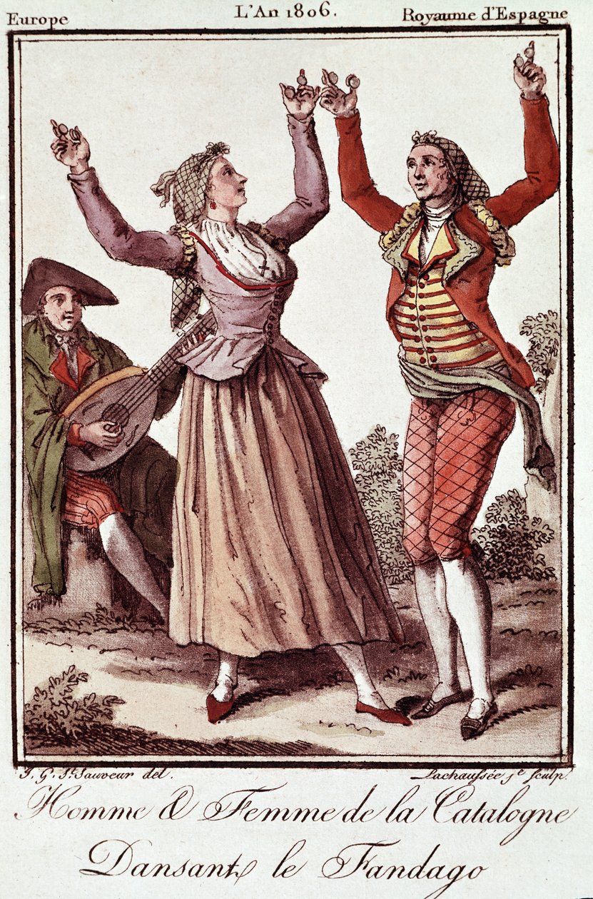 Man and Woman of Catalonia Dancing the Fandango by Unknown artist