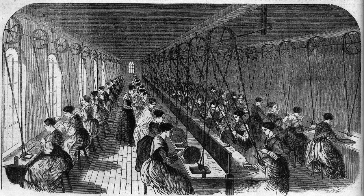 Manufacture of cemented pen: workers in a printing workshop in a Birmingham factory in 