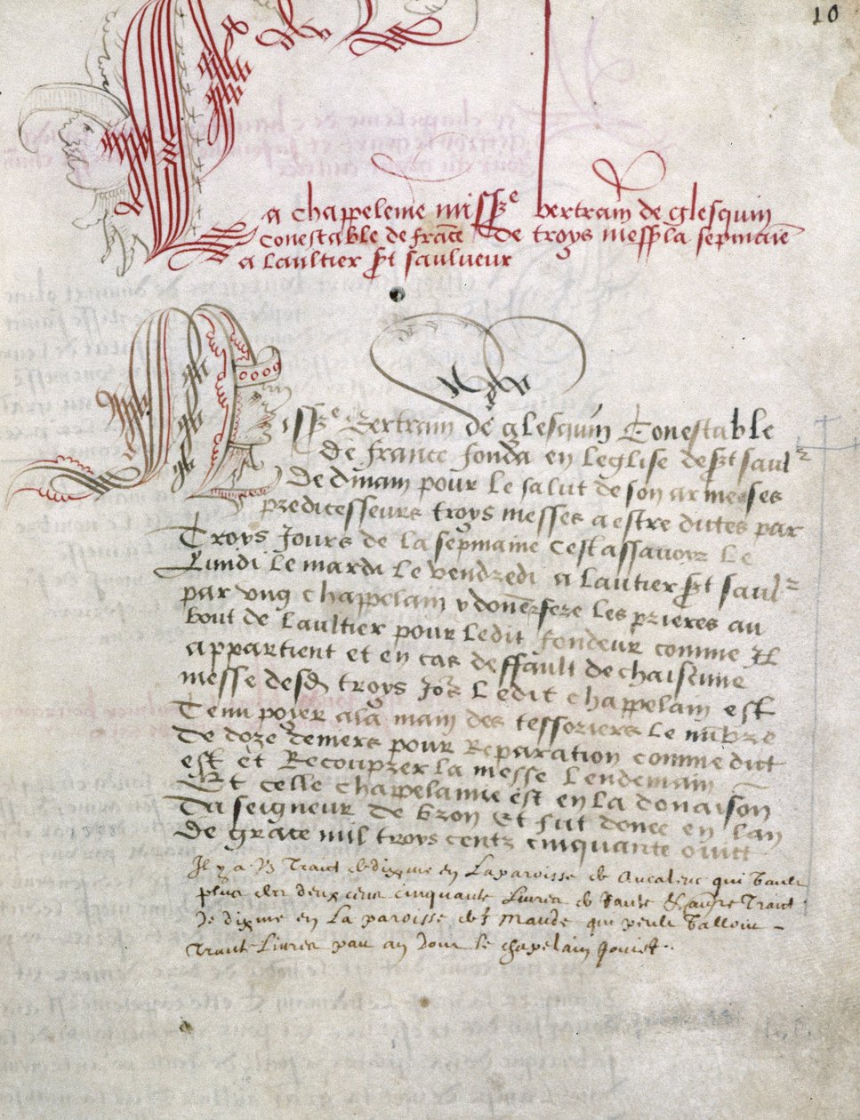 Manuscript related to Du Guesclin, Bibliotheque Municipale de Dinan by Unknown artist