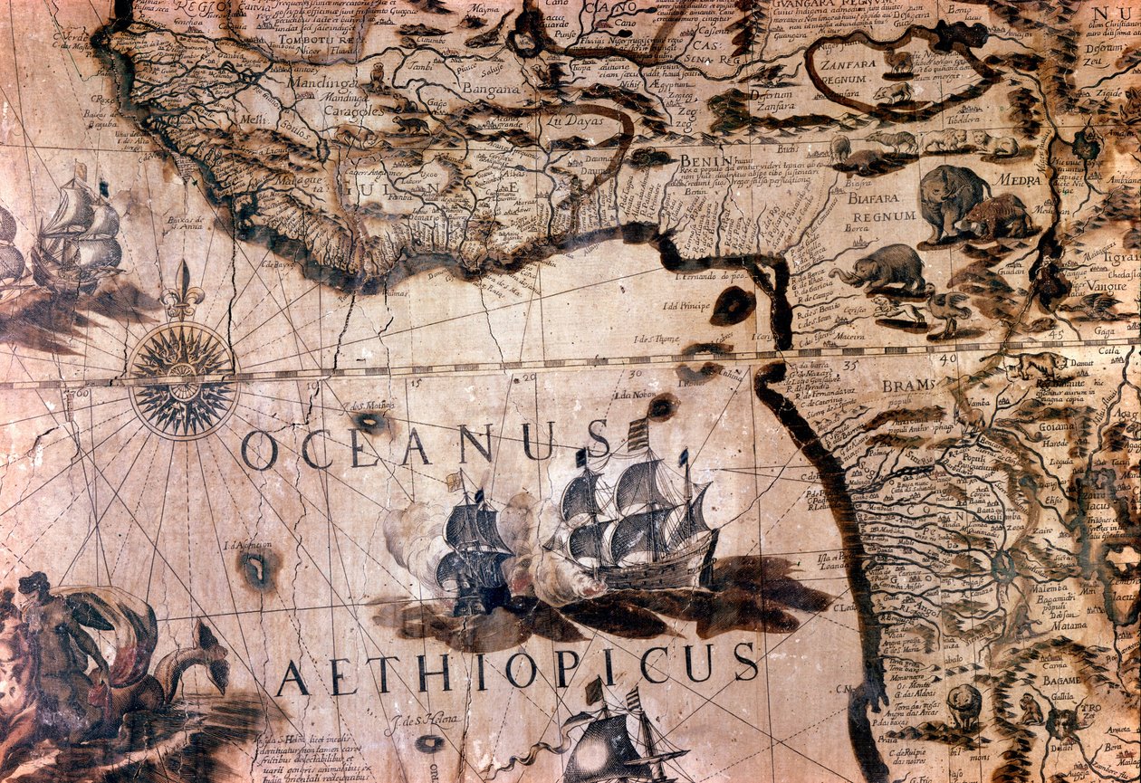 Map of Africa: detail depicting the Gulf of Benin with the island of Saint Helene. 17th century. Rome Italian Geographic Society by Unknown artist