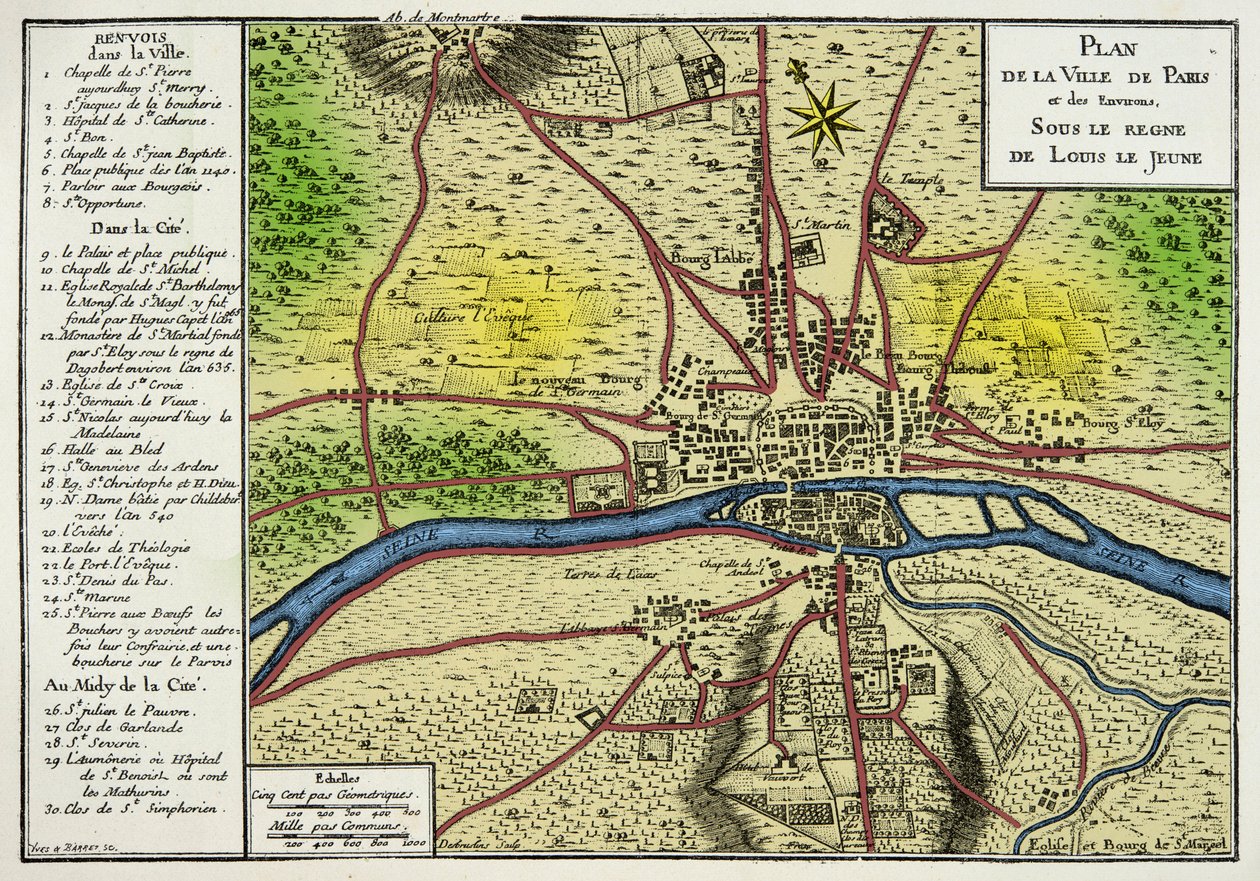 Map of the City of Paris Under the Reign of Louis VII by Unknown artist