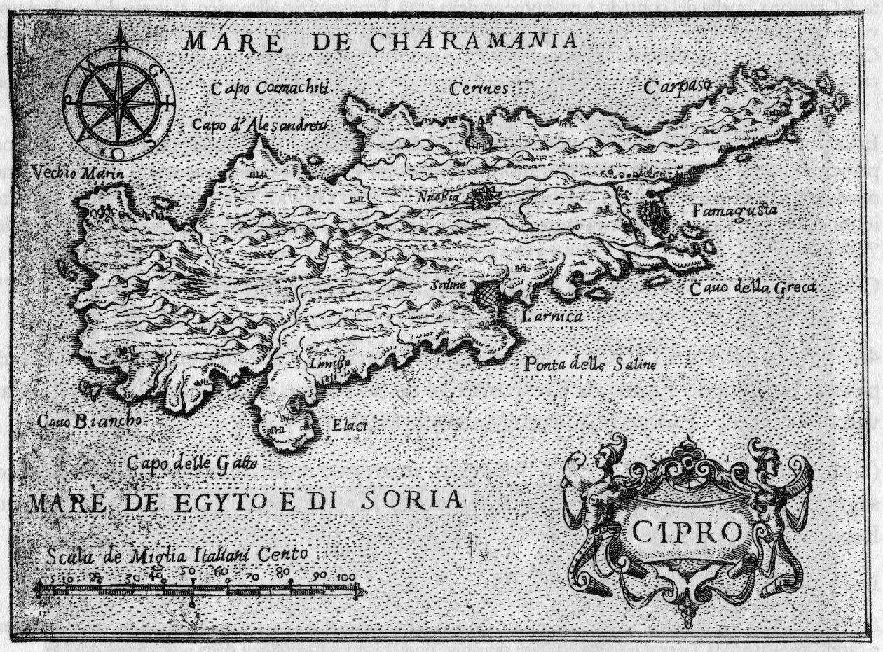 Map of the island of Cyprus in 1587 in 