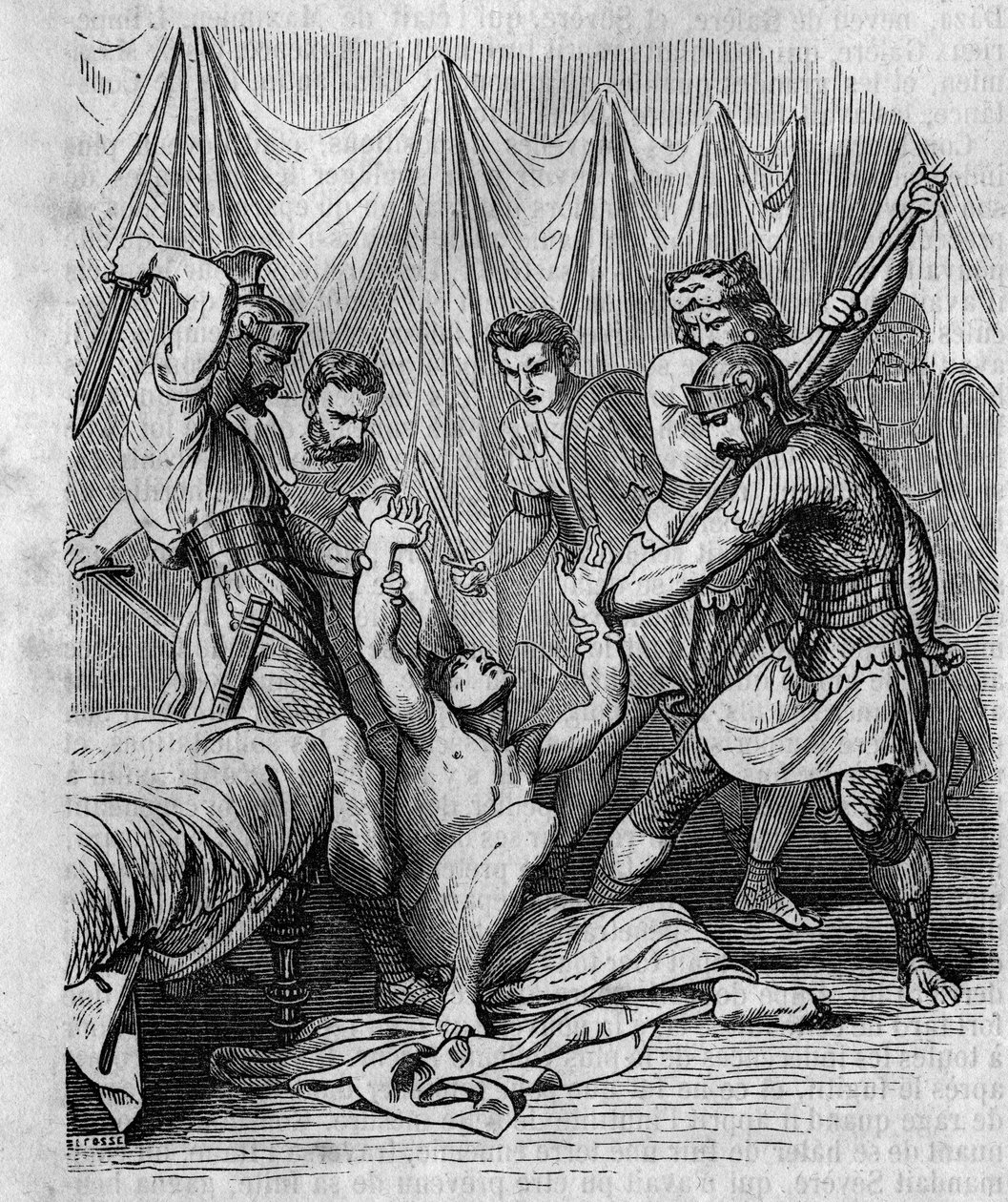 Marcus Hordeonius Flaccus Roman senator massacred by his own soldiers in the 1st century. Engraving of the 19th century. by Unknown artist