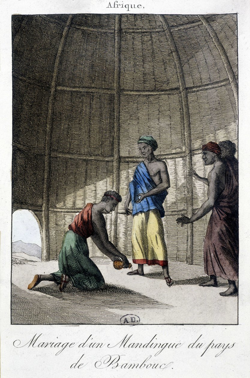 Marriage in the Mandingues (Mali?), Africa - engraving by Unknown artist