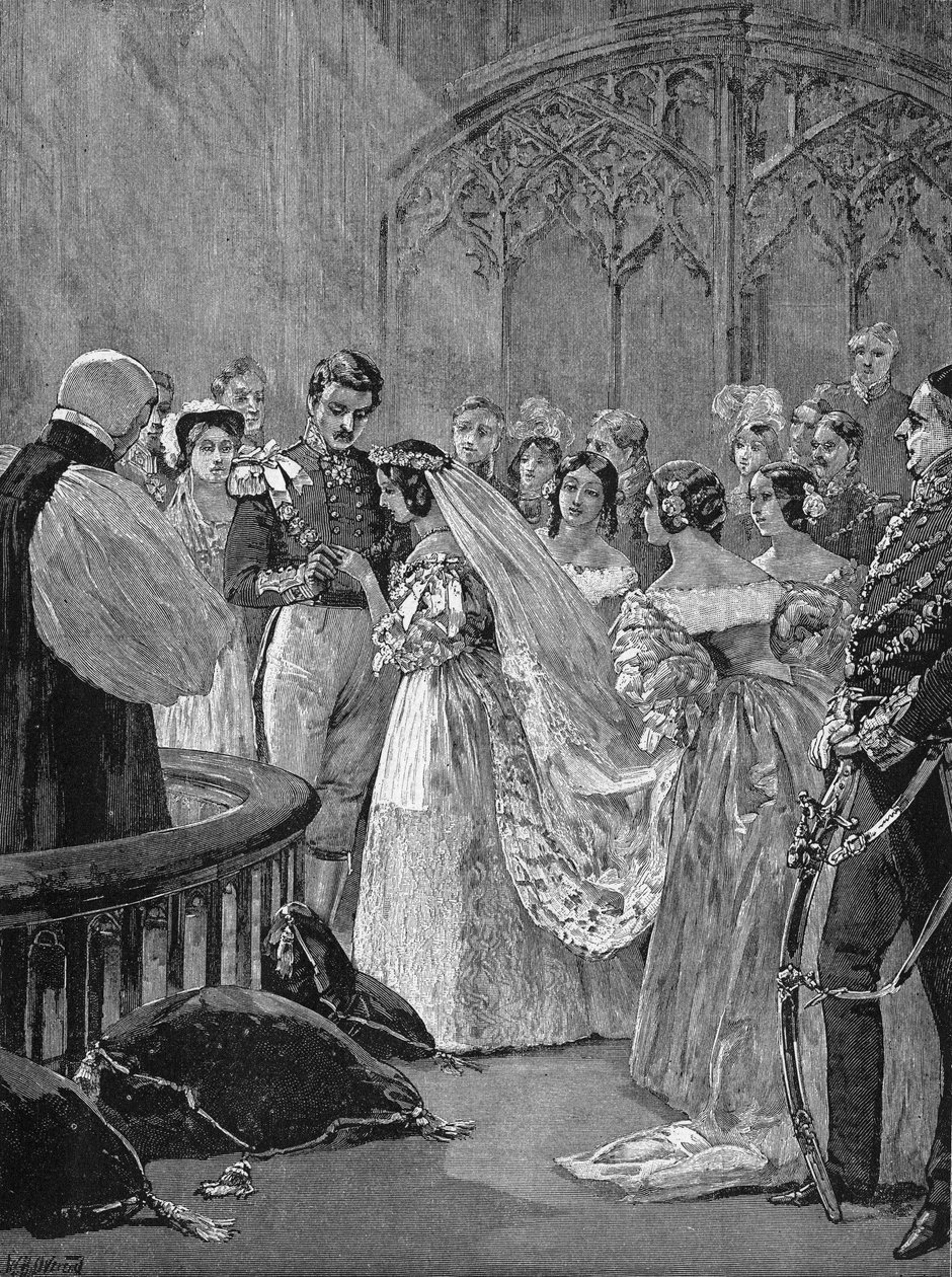 Marriage of Queen Victoria I (1819-1901) and Prince Albert (1819-1861), in the Royal Chapel of Saint James Castle, February 10 by Unknown artist