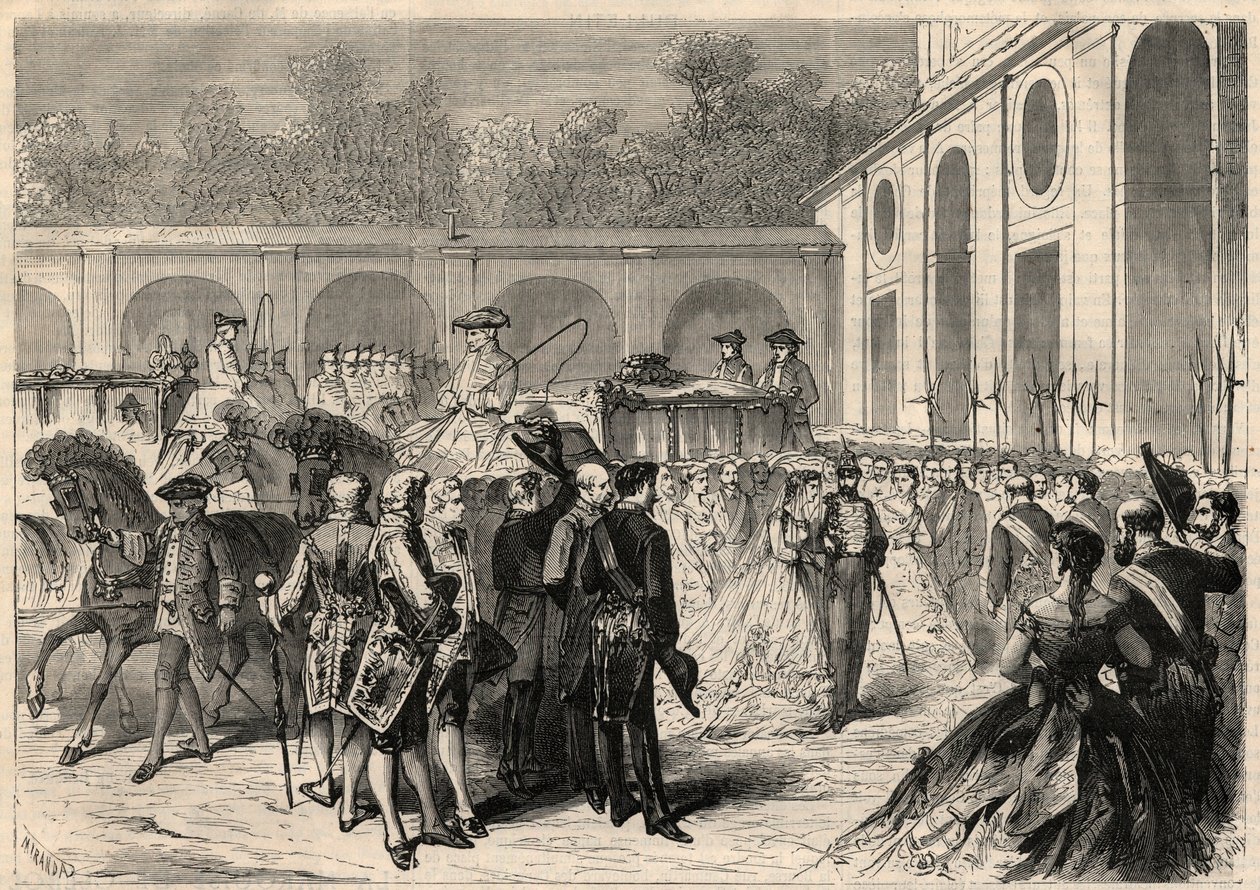 Marriage of the infante Marie-Isabelle of Spain (Isabel de Borbon y Borbon) (1851-1931) and Gaetan de Bourbon-Sicilies (1846-1871), Count of Agrigento: arrival of the cortege at the Royal Basilica of Atocha by Unknown artist