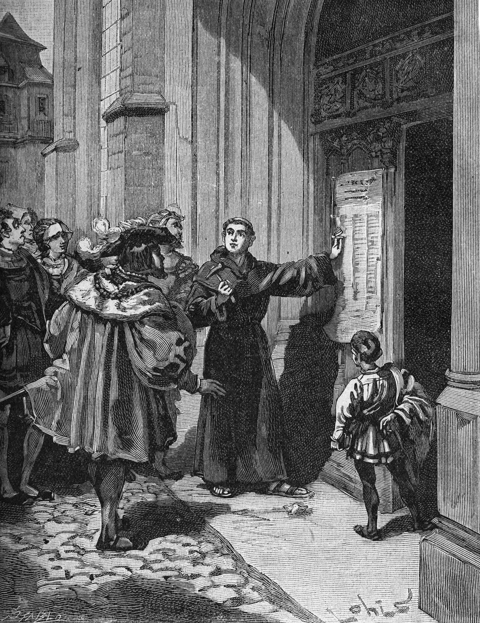 Martin Luther (1483-1546) Hanging His 95 Theses in Wittenberg by Unknown artist