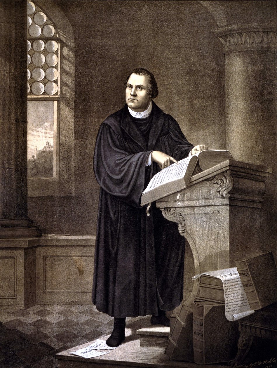 Martin Luther (1483 - 1546) reading in a church by Unknown artist